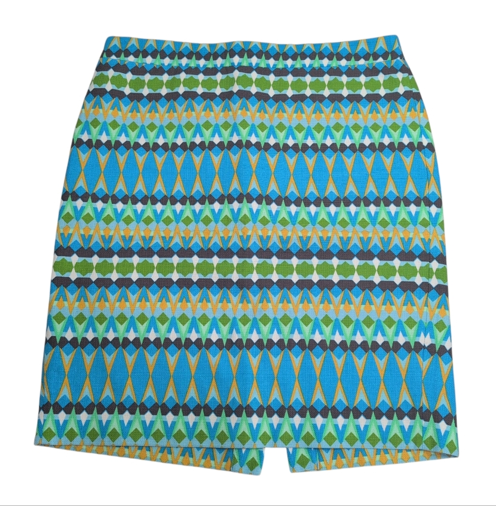 J. Crew The Pencil Skirt, Retro Geometric Design, Lined, Women's Size 8